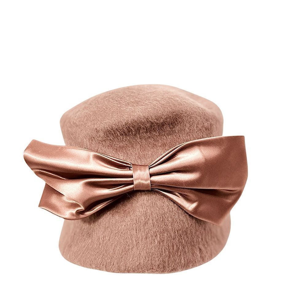 Vintage Mahara Mohair wool Mid Century modern Ribbon Bow Audrey Hepburn Hat